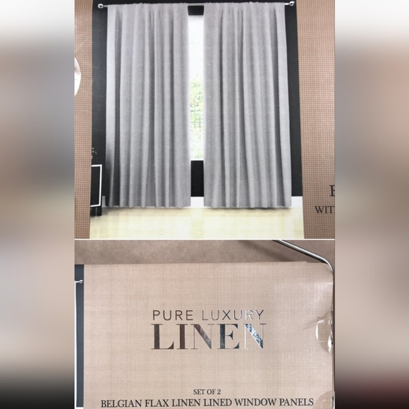 Pure Luxury Linen 96" Belgian Linen Lined Window Panels Curtains Set Of 2 - Picture 1 of 4